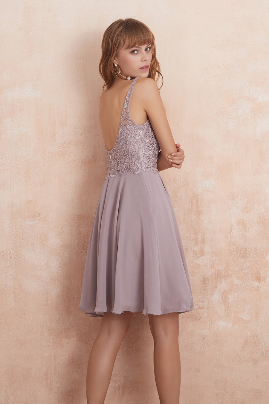 Simple Chiffon Homecoming Dress With Appliques