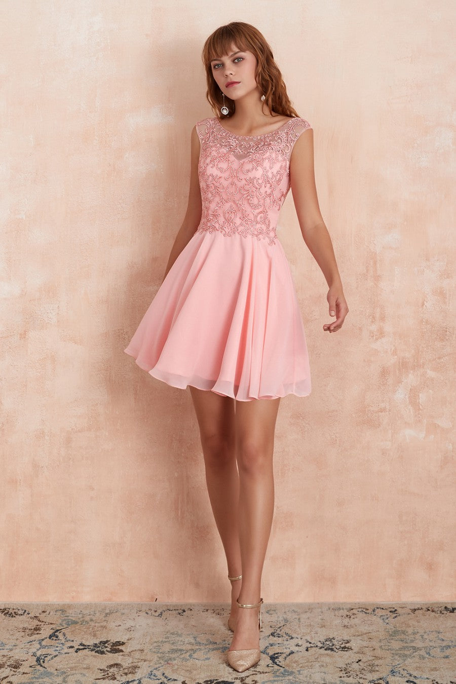 A line Floral Printed Homecoming Dress