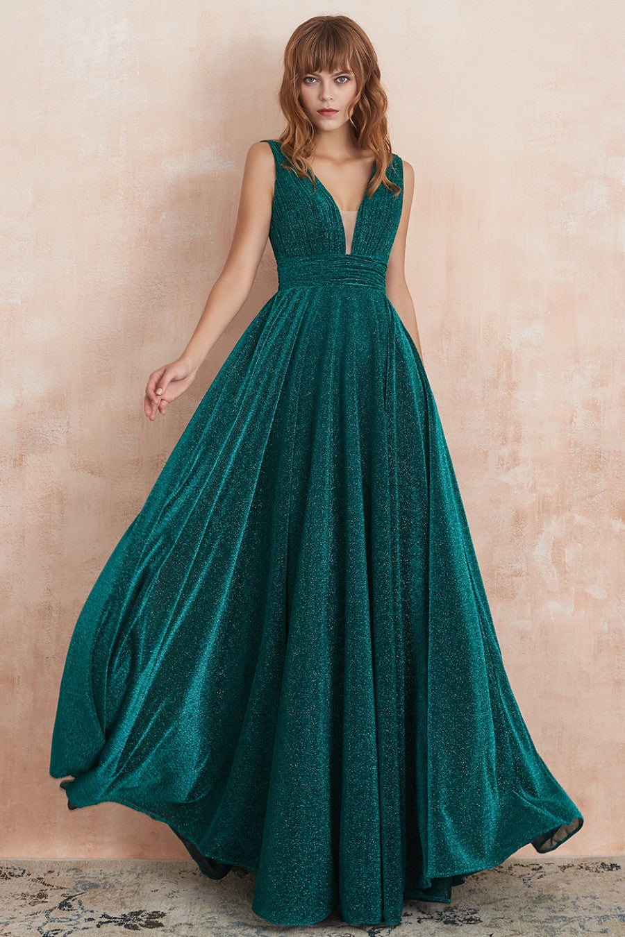 A line V Neck Long Prom Dress